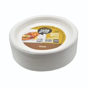 צלחת פלסטיק קשיח גדול 100 יח''