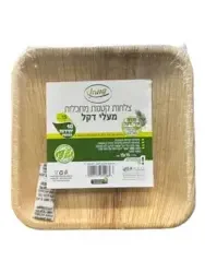 צלחות מרובעות קטנות עלי דקל 10 יח''