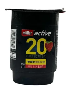 מולר אקטייב 25 ג חלבון בטעם תות 1.5% שומן