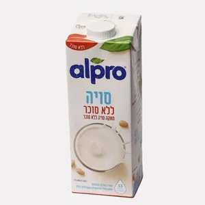 משקה סויה אלפרו ללא סוכר 1 ליטר