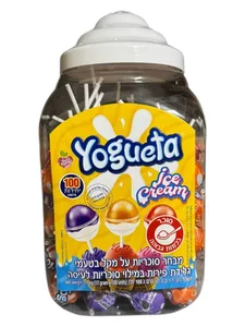 סוכריות על מקל יוגטה גלידה 100 יח
