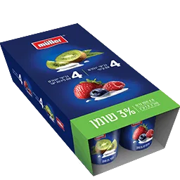 מולר סמפלי פירות יער וקיווי 3% מארז 8 יח'